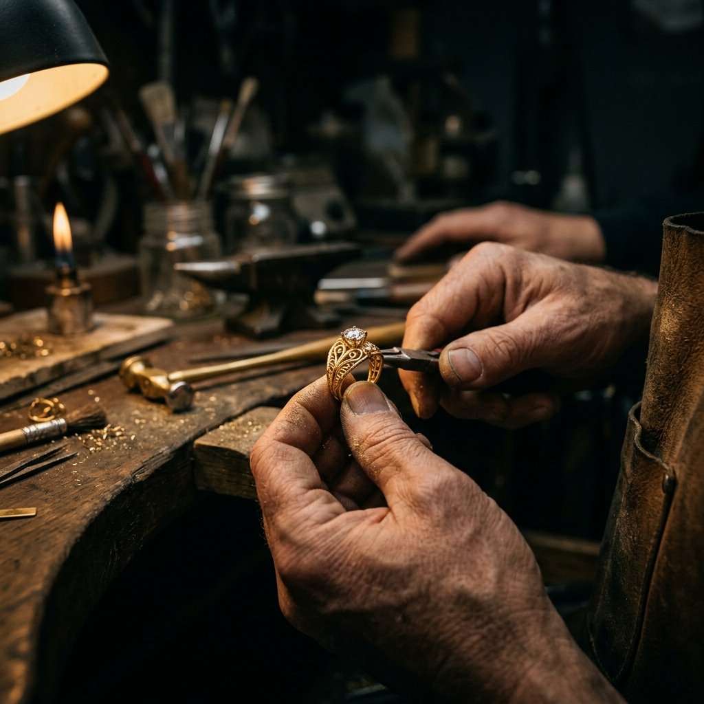 Master jeweler crafting a bespoke piece